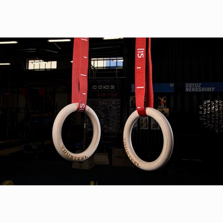 Купить Кольца гимнастические 32 мм красные стропы в Бологом 