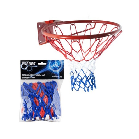 Купить Сетка баскетбольная Torres, нить 4 мм, бело-сине-красная в Бологом 