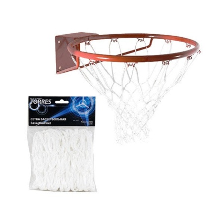 Купить Сетка баскетбольная Torres, нить 4 мм, белая в Бологом 